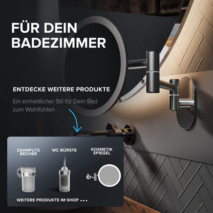 ovimar Kosmetikspiegel Vorupor Silber mit Beleuchtung, 5-fach