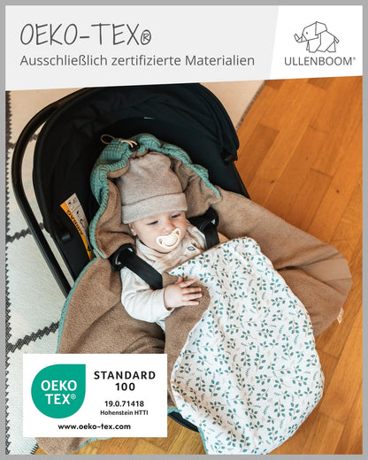 ULLENBOOM Einschlagdecke für Babyschale Kindersitz - Floral-Grün