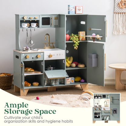 ROBUD Puppenküche – Holz Rollenspiel Küche mit Kühlschrank