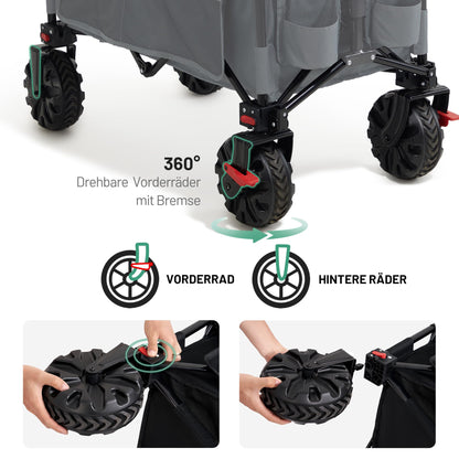 TIMBER RIDGE XXL Bollerwagen faltbar mit Bremsen und Getränkehalter
