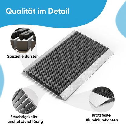 Premium Aluminium Schmutzfangmatte Bürsten - Grau 40x60 cm
