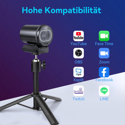 EMEET 4K S600 1080P Webcam mit Mikrofon & Autofokus