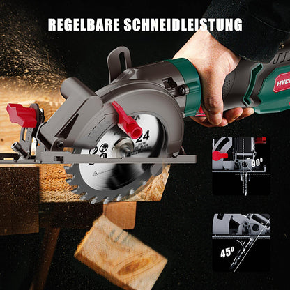 HYCHIKA Handkreissäge 750W – Set mit 3 Sägeblättern 115/125mm