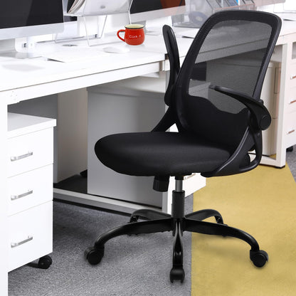 KERDOM Bürostuhl 933 – Ergonomisch, klappbare Armlehnen, Schwarz