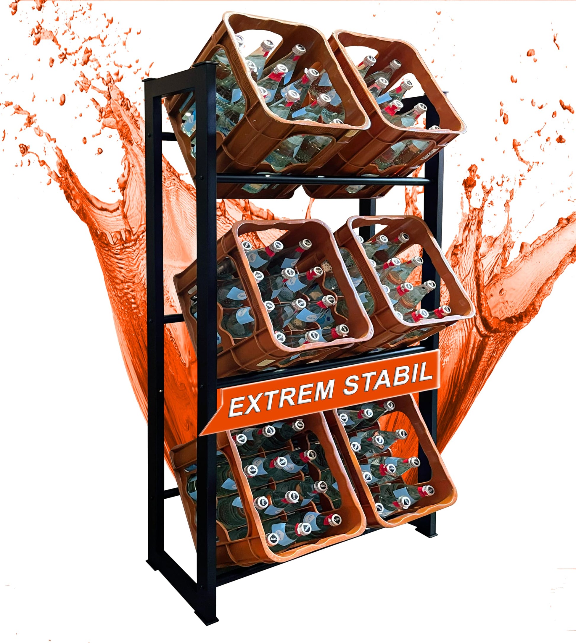 QUICK STAR Getränkekistenregal Standregal – 6 Kisten 71x140cm: Rechteckiges Metallregal zur stehenden Lagerung von 6 Getränkekisten.