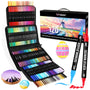 Pamaker Acrylstifte Set 120 Farben, Doppelspitze, für Steine & Holz – bunte Marker in Stofftasche