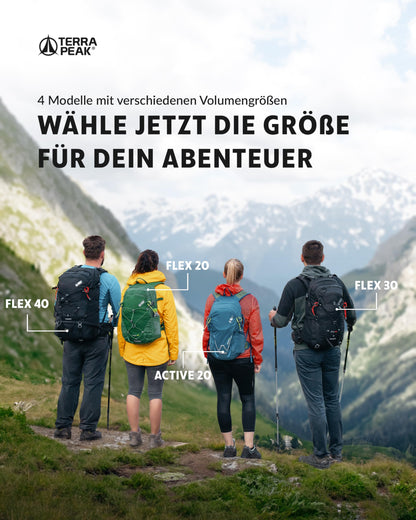 Terra Peak Flex 30 Wanderrucksack 30L mit Rückenbelüftung, schwarz