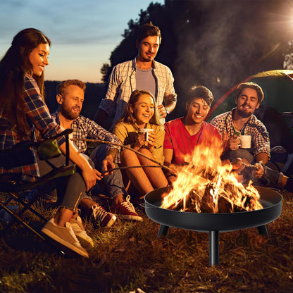 SWANEW Feuerschale Ø82.5cm – Eisen-Feuerstelle mit Griffen