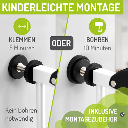 BOMI Mira Türschutzgitter - Weiss, Selbstschliessend, Extra Hoch