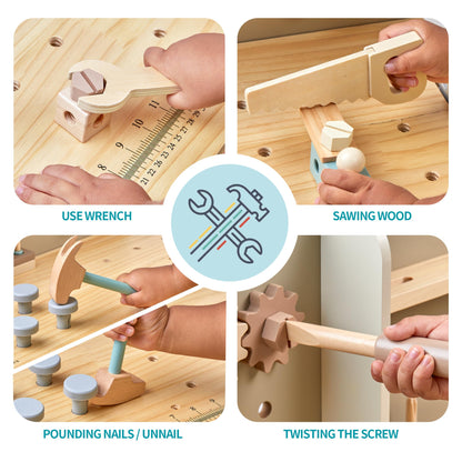 Holzmeister Kinder Werkbank Holz Spiel Werkzeug Set 3-9 J.