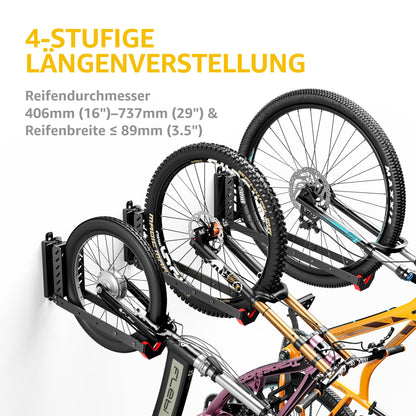 monTEK schwenkbare Fahrradwandhalterung Garage – 2er-Set