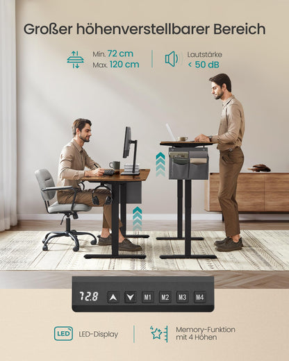 SONGMICS Elektrischer Schreibtisch 160x70 cm - Vintagebraun LSD136K01