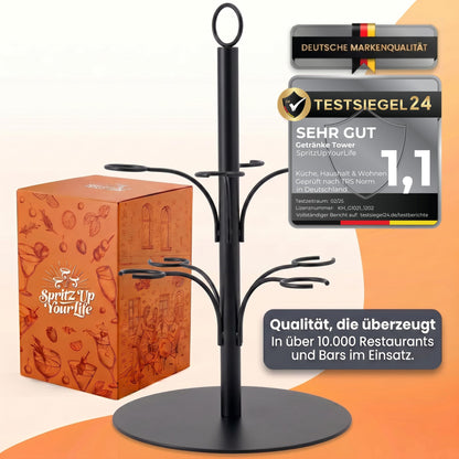 SpritzUpYourLife Getränke-Tower Aperol-Ständer für 8 Gläser, schwarz