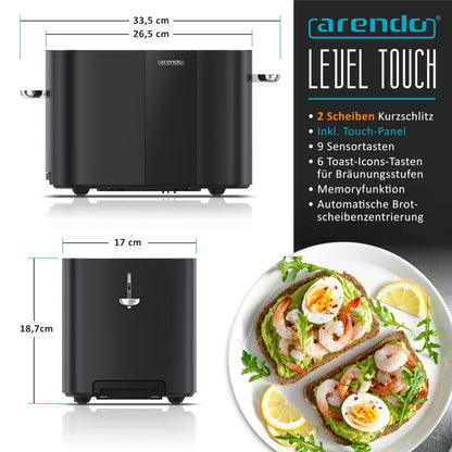 Arendo LEVEL TOUCH Edelstahl Toaster 2 Scheiben mit Touchscreen