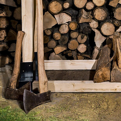 Randaco Holzstapelhilfe 4 Stück, Stapelhalter für Brennholz, schwarz