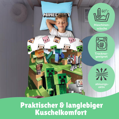 Character World Minecraft Wende-Bettwäsche Set 135x200 cm Baumwolle