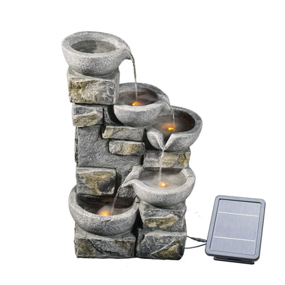 Teamson Home Solar-Wasserbrunnen PT-SF0003, 4-stufig mit LED
