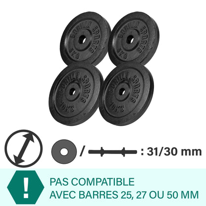GORILLA SPORTS Hantelscheiben Gusseisen – 30/31mm Bohrung