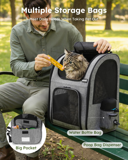 pecute Haustier-Rucksack XL für Katzen und Hunde, faltbar, grau