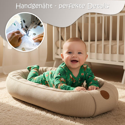 Totsy Baby Babynest Kokon 50x90 cm Baumwolle beige mit weissen Sternen