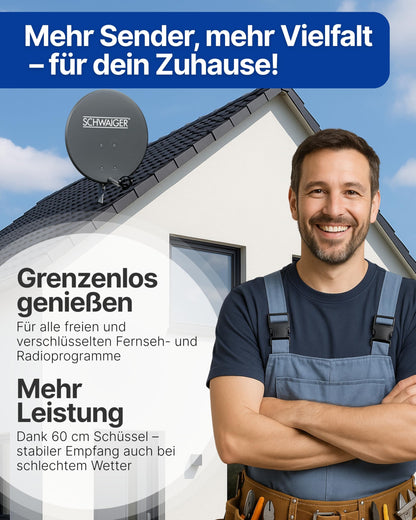 SCHWAIGER Satellitenschüssel Ø 60cm Komplettset - Anthrazit