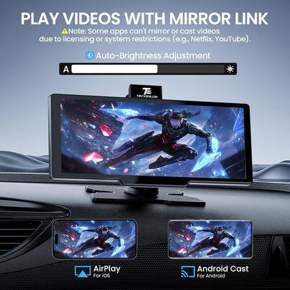 TECXERLLON DC10Q5 CarPlay Display mit 4K Dashcam und Rückfahrkamera