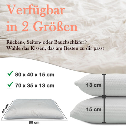Sabeatex Nackenstützkissen Orthopädisch Memory Foam - 80x40x15 cm