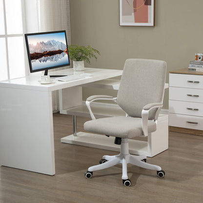 Vinsetto Bürostuhl Beige Weiss - Ergonomischer Schreibtischstuhl