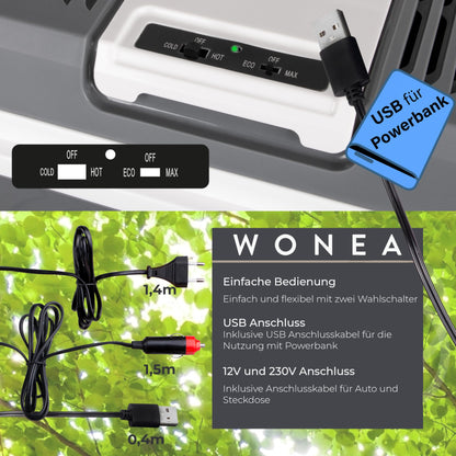 EcoCool 24L Kühlbox Thermoelektrisch 12V/230V Kühlen & Heizen USB