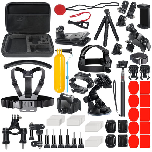 DIKER Action Cam Zubehör Set 70 in 1, XJT-70 für GoPro Hero 13-7 mit Tragetasche und Halterungen