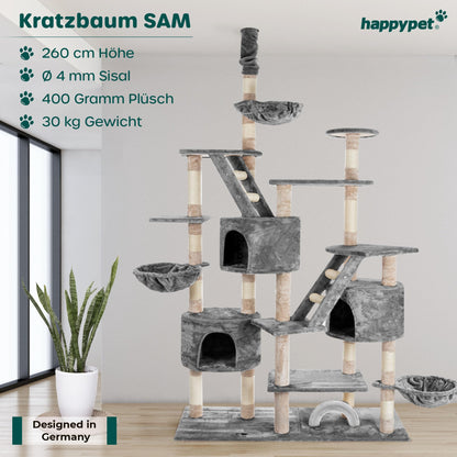 HAPPYPET SAM Kratzbaum deckenhoch – XXL Grau 260 cm