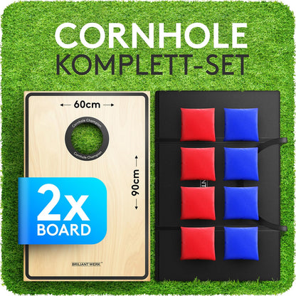 Briliantwerk Cornhole Wurfspiel – Echtholz 11-teilig Outdoor lackiert