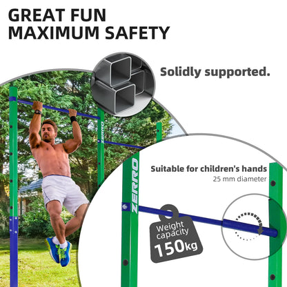 ZERRO Reckstange Outdoor doppelte Turnstange - grün-blau
