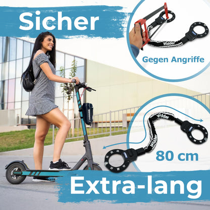 WIDDER Sicheres Handschellenschloss E-Scooter & Fahrrad 80cm 8mm Stahl