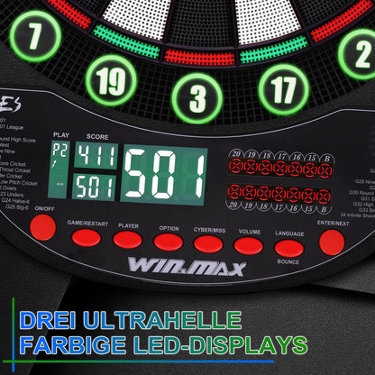 WIN.MAX Elektronische Dartscheibe Profi Set, 34 Spiele, 354 Varianten