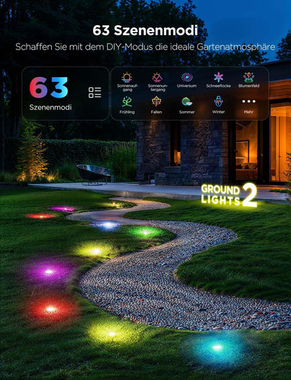 Govee Bodenleuchten RGBIC WW Aussen – 15er-Pack, 15m Kabel