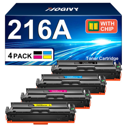 NOGIVY 216A Toner Set kompatibel für HP Color LaserJet Pro, 4-Pack – vier Kartuschen in Schwarz, Cyan, Gelb und Magenta
