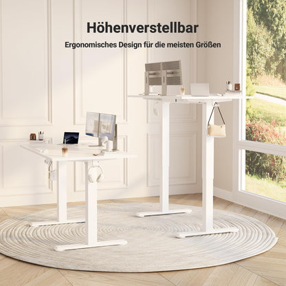 Claiks Elektrischer Steh-Sitz Schreibtisch 120x60cm Weiss