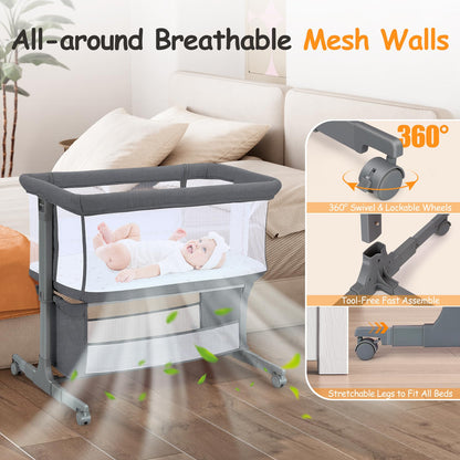 Growaystory Beistellbett Bassinet Baby Zustellbett – Dunkelgrau