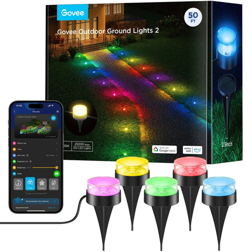 Govee Bodenleuchten RGBIC WW Aussen – 15er-Pack, 15m Kabel