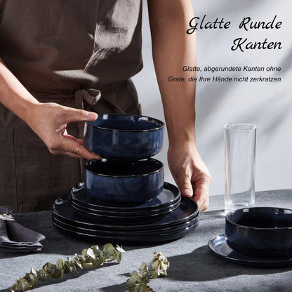 Homikit Geschirrset 18-tlg Steinzeug Tafelservice - Universum Blau