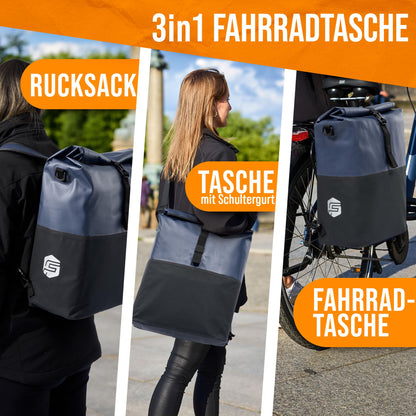 Forrider 3in1 Gepäckträgertasche 27L - Rucksack Umhängetasche
