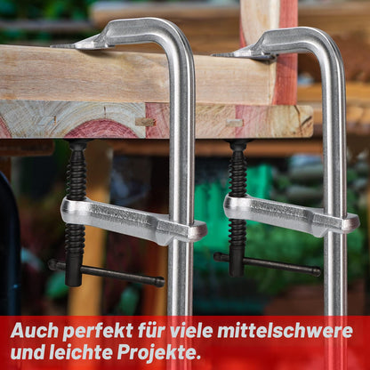 SHALL Schraubzwingen Set 4 Stück, 300 mm Spannweite, Schmiedestahl