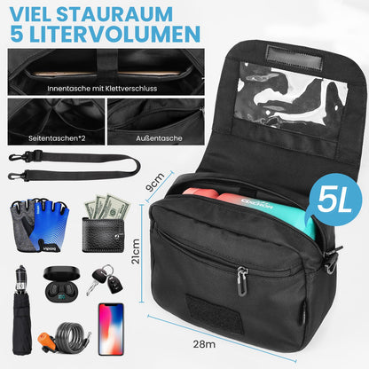 GXCROR Lenkertasche Fahrrad 5L mit Handyhalterung und Schultergurt
