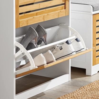 SoBuy FSR108-WN Schuhschrank mit 3 Klappen - Natur