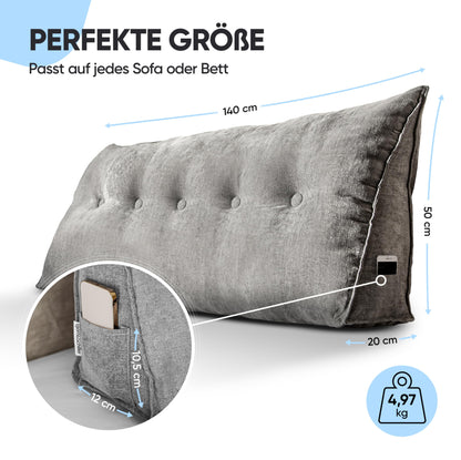 Björn&Schiller Rückenkissen Lesekissen – 140 cm Grau