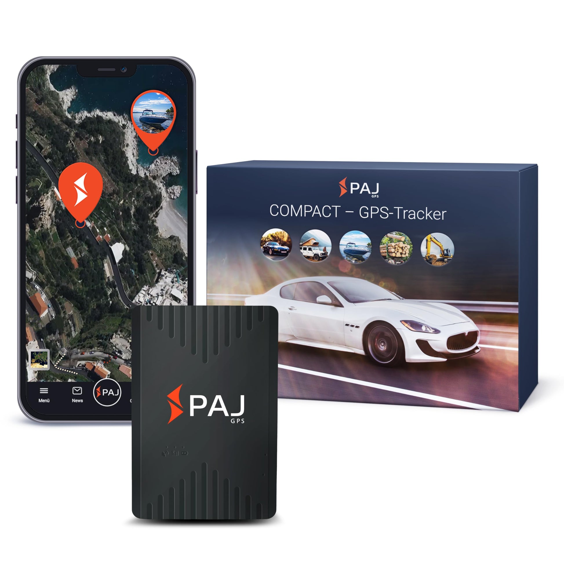 PAJ GPS Compact Finder 4G GPS-Tracker für Auto, Motorrad und LKW – kompakt, mit integriertem Magneten