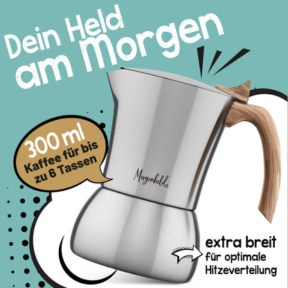 Morgenheld FLOW Espressokocher Edelstahl 6 Tassen induktionsgeeignet