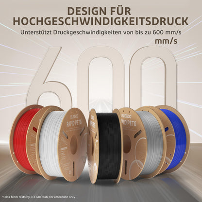 ELEGOO Rapid PETG Filament 1.75 mm, 4 x 1 kg, Schwarz/Weiss/Rot/Blau