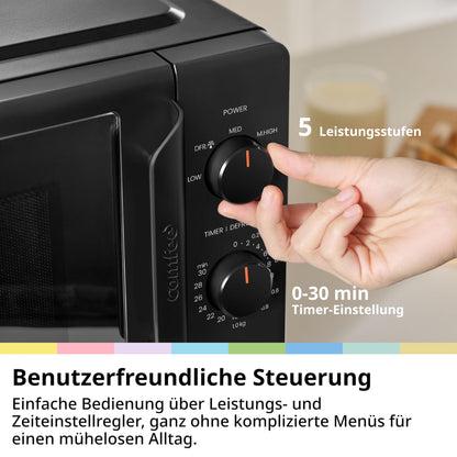Comfee CMO-MP012ND(BK) Mikrowelle 20L, 700W, Schwarz mit Drehteller